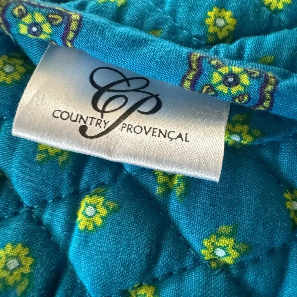 Country Provencal Quilted Cotton Garment Bag Turquoise Green Paisley Storage Bag